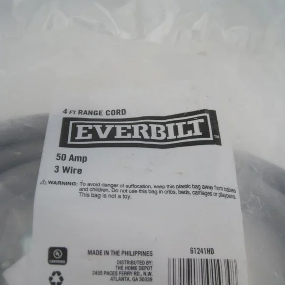 Everbilt 4 ft. 6/8 3-Wire Electric Range Plug, Gray 61241HD 50 Amp - Picture 2 of 5